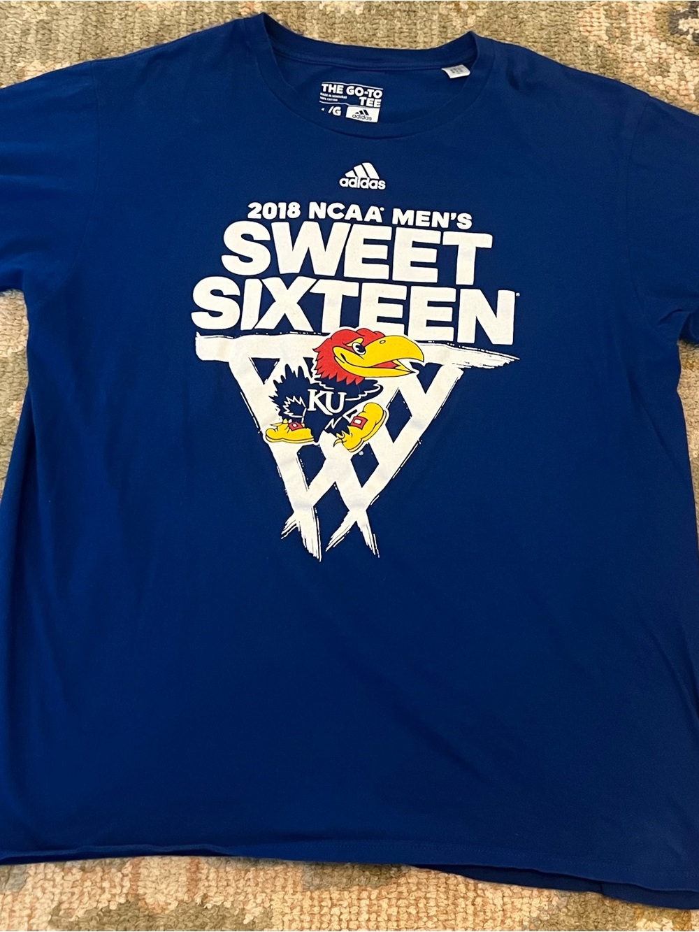 Kansas Jayhawks Adidas 2018 Sweet‎ Sixteen Shirt Men’s Size Large Color Blue